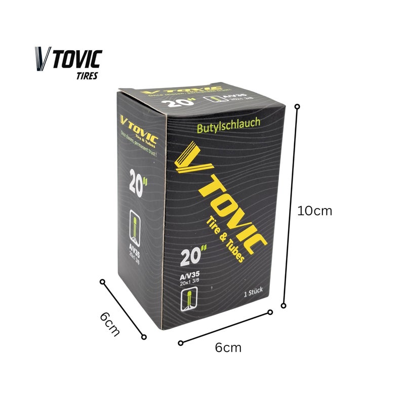 V-Tovic Tires V-Tovic 20x1 3/8 Bicycle Inner Tube, AV35 Schrader Valve – Butyl Rubber for City, Road & BMX Bikes - Image 2