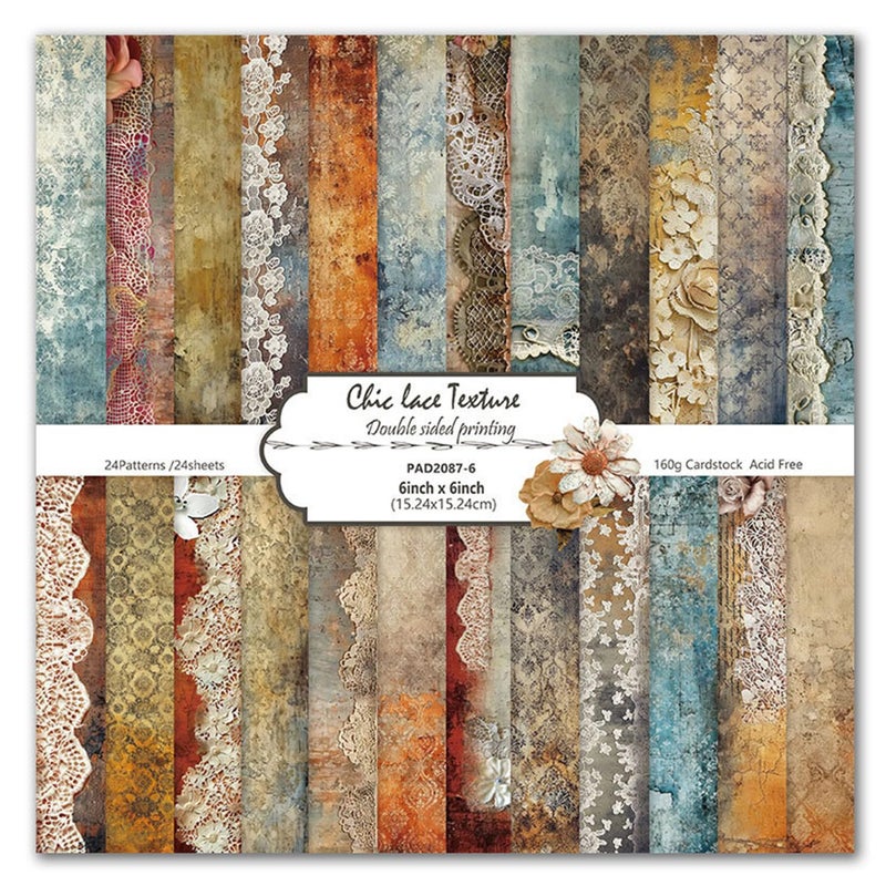 SKIONCE Vintage Aesthetic Floral Scrapbook Paper Scrapbooking Specialty Flower Pattern Double Sided Decorative Craft Paper Pad for DIY Card Making Photo Album Journal 6Ã—6,24 Sheets - Image 1