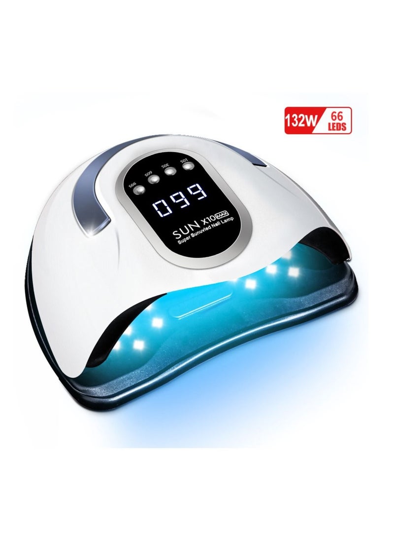 Max 280W Professional UV LED Nail Lamp for Double Hands with 66 Lamp Beads Autor Sensor and 4 Timers LCD Display for Salon and Home Use