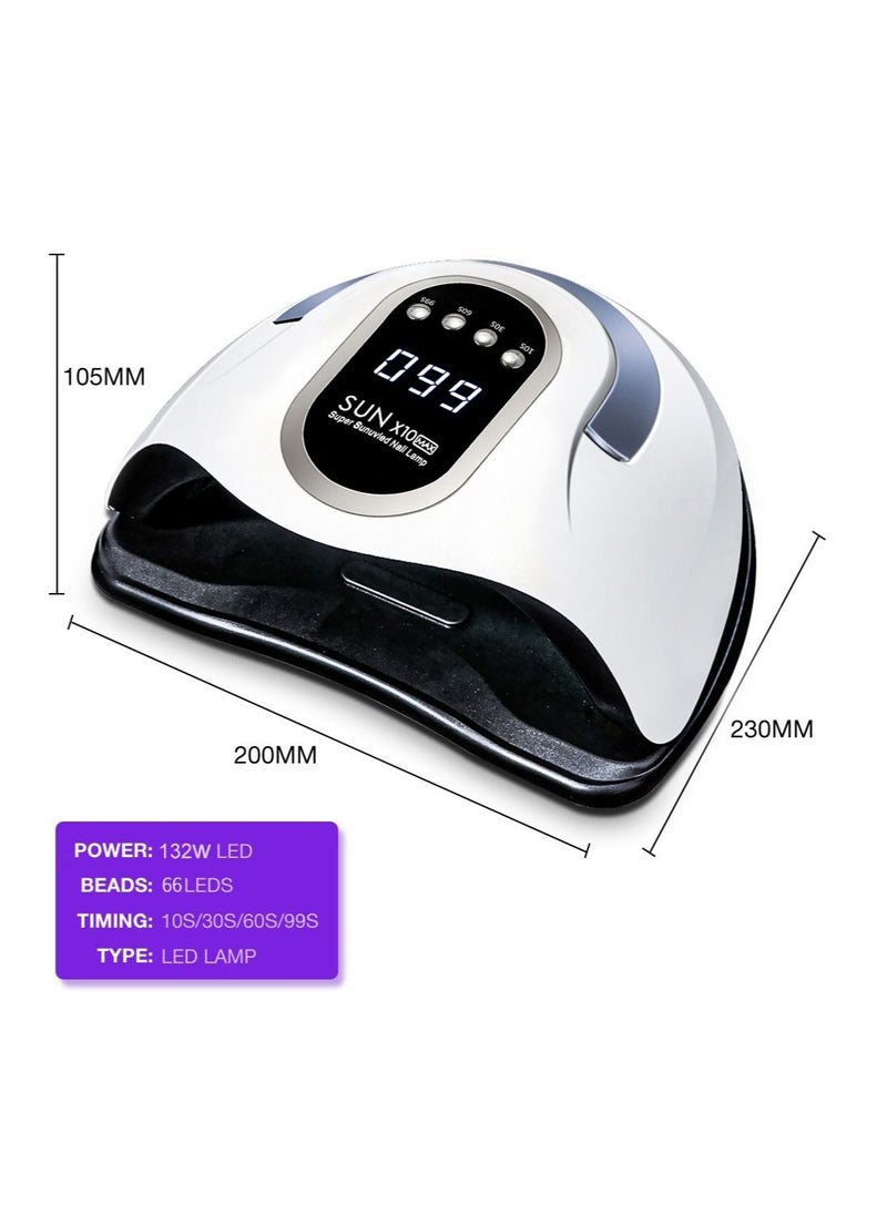 Max 280W Professional UV LED Nail Lamp for Double Hands with 66 Lamp Beads Autor Sensor and 4 Timers LCD Display for Salon and Home Use