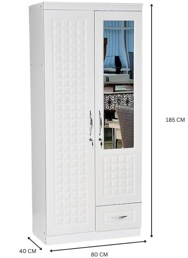2 Door Wooden Wardrobe Cabinet Cupboard Engineered Wood Modern Stylish Heavy Duty With Mirror Color White - pzsku/ZBCA3CC5F4B045FB2173AZ/45/_/1732286773/f1f5d0c3-b751-453a-9eaf-e30846249115
