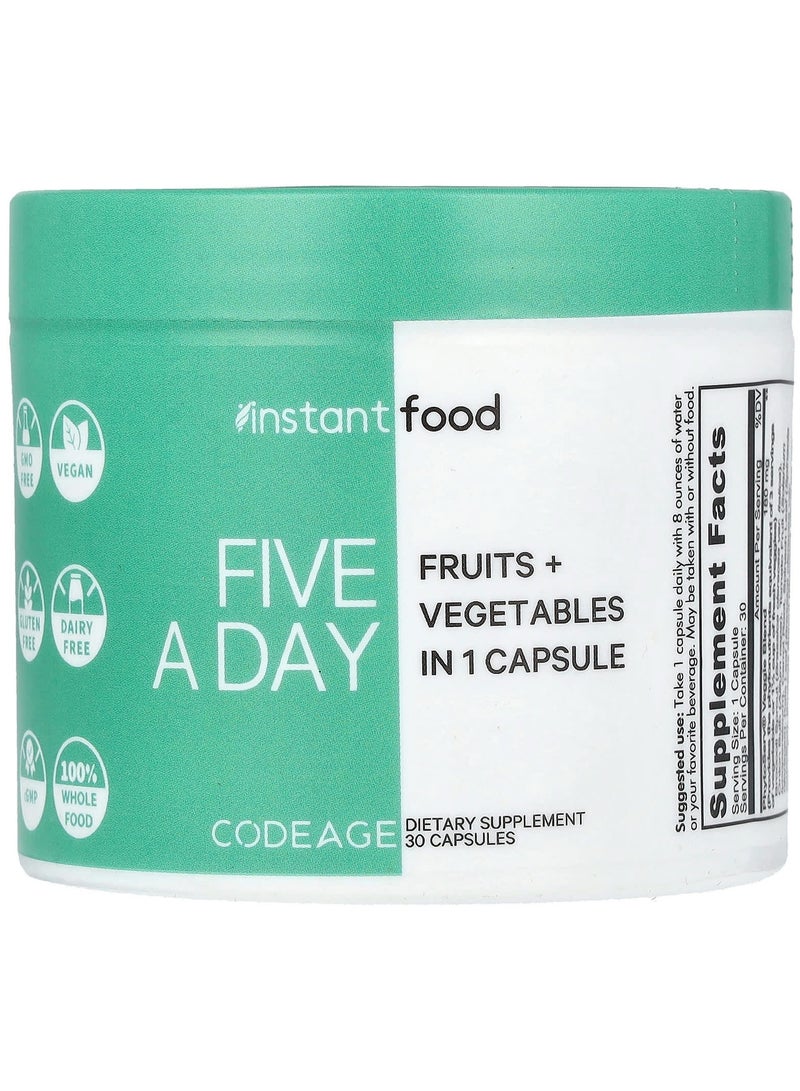 Codeage Five A Day, Fruits + Vegetables in 1 Capsule, 30 Capsules