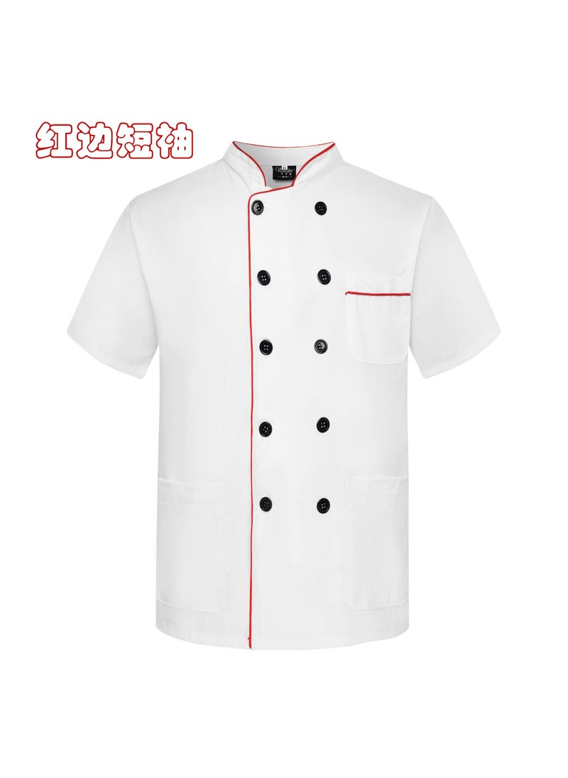 NIBEMINENT Unisex Chef Uniform Professional Chef Uniform with Stand Collar  Sleeves Double Breasted Design for Restaurant for Men 