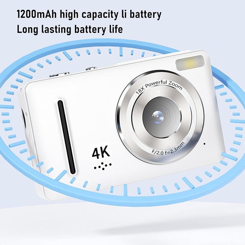Fockety 64MP 4K Digital Camera Autofocus Vlogging Camera with 16X Zoom Anti Shake White - Image 4