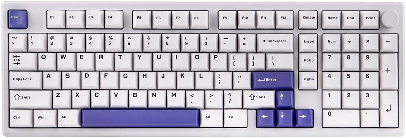 EPOMAKER Galaxy100 QMK/VIA Wireless Gaming Keyboard, Aluminum Mechanical Keyboard with PP Plate, Hot Swappable Custom Keyboard, Bluetooth/2.4Ghz/USB-C (White Purple, Marble White Switch) - Image 1