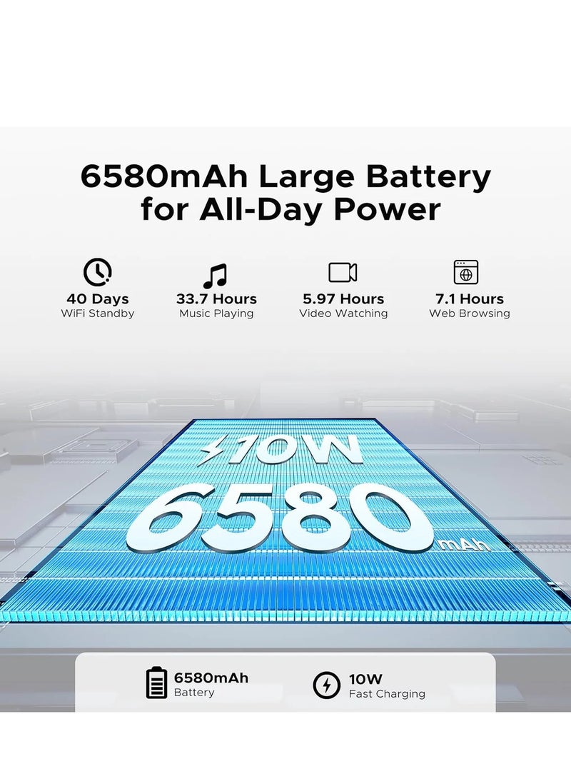 دوجي تاب A9 - واي فاي، ذاكرة وصول عشوائي (RAM): 12 جيجابايت (3+9)، ذاكرة وصول عشوائي (RAM): 64 جيجابايت، شاشة عالية الدقة، 10.1 بوصة، بطارية 6580 مللي أمبير/ساعة، نظام أندرويد 15، رمادي - Image 4