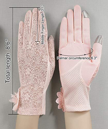 Bienvenu Ladies Gloves for Tea Party, Anti-skid Gloves Summer UV Protection Touchscreen Driving, Pink - Image 5