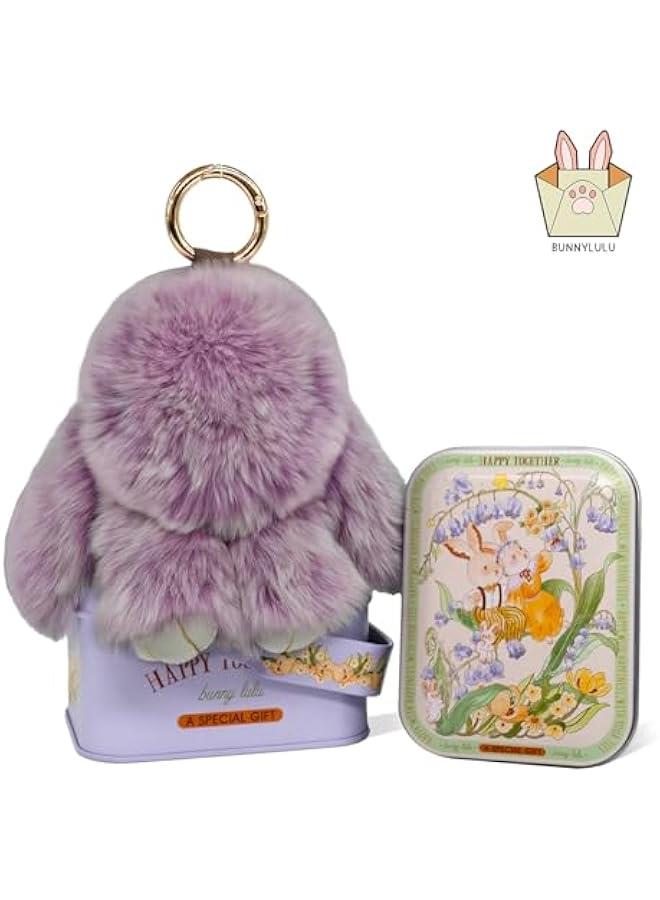 Arabest Bunnylulu Keychain with Tin,Original Bunnylulu,Handmade Soft Bunny PomPom Keychain, Bunny Cute Plush Key chain,Holiday Gift - Image 2