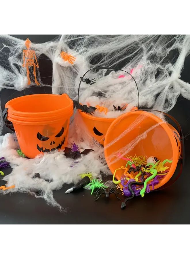 Orange Plastic Pumpkin Buckets 6pcs Halloween Party Decorations - Image 5