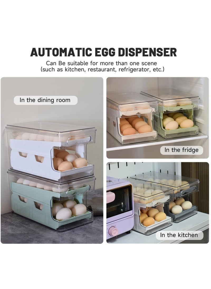 KASTWAVE Rolling Egg Holder for Refrigerator, Automatic Rolling Egg Container for Fridge, 24 Count Egg Dispenser, Egg Organizer Container Refrigerator, Kitchen Pantry Organization Egg Storage Tray, White  - Image 4