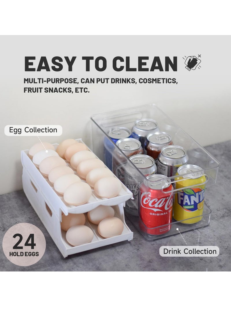 KASTWAVE Rolling Egg Holder for Refrigerator, Automatic Rolling Egg Container for Fridge, 24 Count Egg Dispenser, Egg Organizer Container Refrigerator, Kitchen Pantry Organization Egg Storage Tray, White  - Image 2