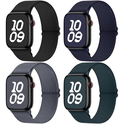 Fullmosa 4 Pack Water-Resistant Nylon Bands Compatible with Apple Watch Strap 49mm 46mm 45mm 44mm 42mm(Series 3/2/1),Durable Stretch Straps for iWatch Ultra3/2/1 SE3/2/1 Series 11 10 9 8 7 6 5 4 3 2 1 - Image 1