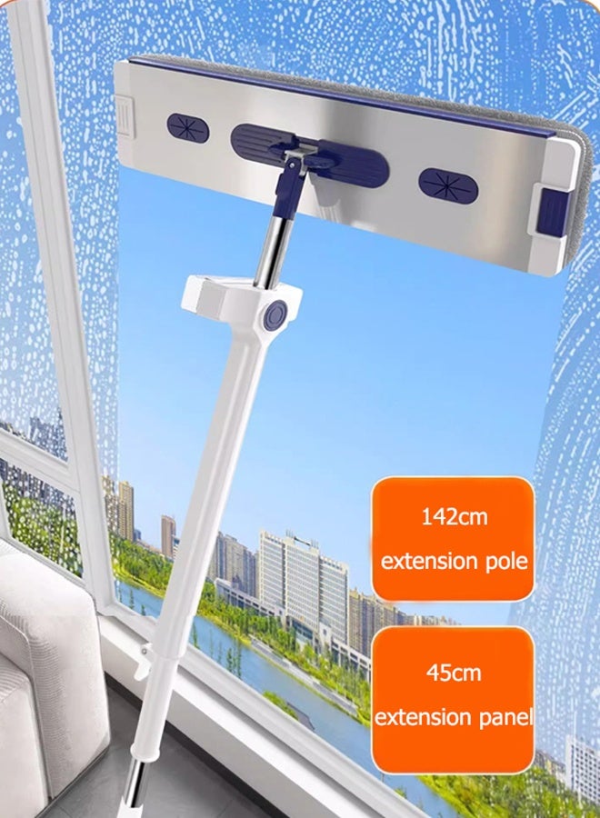 JOYBOS ممسحة أرضيات مسطحة من الألياف الدقيقة، نظام تنظيف الأرضيات الخشبية الصلبة، رطب وجاف، مع دلو ممسحة واحد و2 وسادة قابلة للغسل، منظف للبلاط الرقائقي، مقبض من الفولاذ المقاوم للصدأ وملحق (أزرق) - Image 5