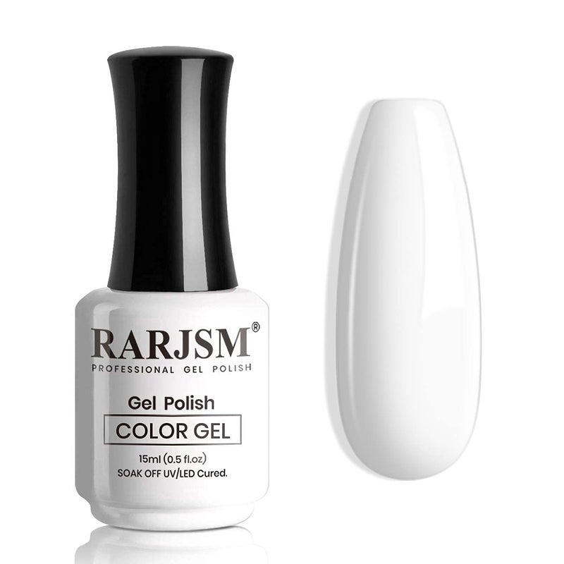 RARJSM Gel Nail Polish 15ML Pure White Gel Polish UV LED Nail Gel Varnish Soak Off Gel Polish Nail Art Manicure Salon DIY at Home 05 floz - Image 3