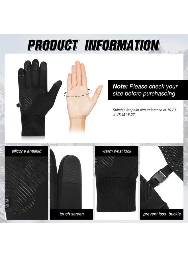 JaGely Winter Balaclava Gloves Set Cold Weather Ski Face Cover Gloves Winter Windproof Warm Full Face Cover and Touchscreen Waterproof Freezer Work Gloves for Men Women (Black,Large) - Image 2