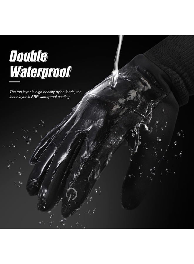 JaGely Winter Balaclava Gloves Set Cold Weather Ski Face Cover Gloves Winter Windproof Warm Full Face Cover and Touchscreen Waterproof Freezer Work Gloves for Men Women (Black,Large) - Image 4