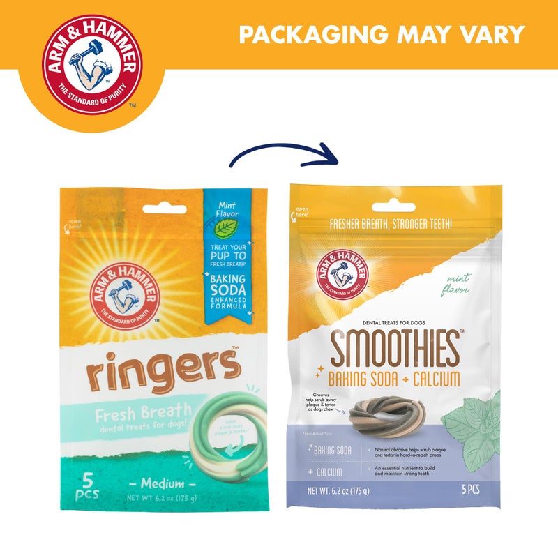 Arm & Hammer for Pets Ringers Dental Treats for Dogs | Dental Chews Fight Bad Dog Breath, Plaque & Tartar Without Brushing | Fresh Mint Flavor, 5 Count - Image 2