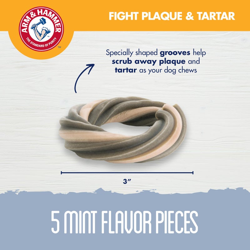Arm & Hammer for Pets Ringers Dental Treats for Dogs | Dental Chews Fight Bad Dog Breath, Plaque & Tartar Without Brushing | Fresh Mint Flavor, 5 Count - Image 3