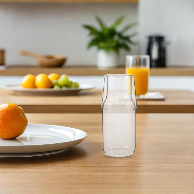 High Borosilicate Glass Carafe with Tumbler Set, Cold Water Pitcher and Glass Cup for Bedroom Bedside, Mouthwash Bottle and Juice Jug, Large Capacity Drinkware for Summer Use - Image 4
