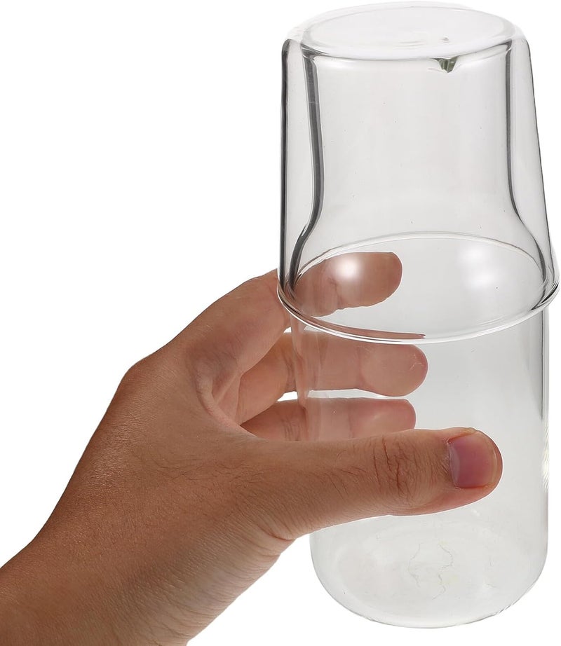 High Borosilicate Glass Carafe with Tumbler Set, Cold Water Pitcher and Glass Cup for Bedroom Bedside, Mouthwash Bottle and Juice Jug, Large Capacity Drinkware for Summer Use - Image 3