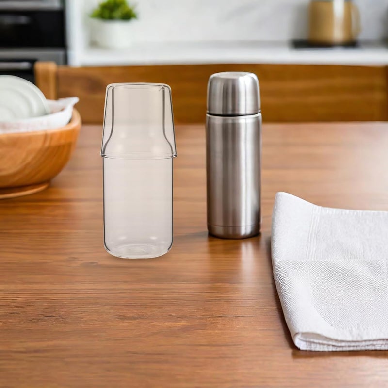 High Borosilicate Glass Carafe with Tumbler Set, Cold Water Pitcher and Glass Cup for Bedroom Bedside, Mouthwash Bottle and Juice Jug, Large Capacity Drinkware for Summer Use - Image 5