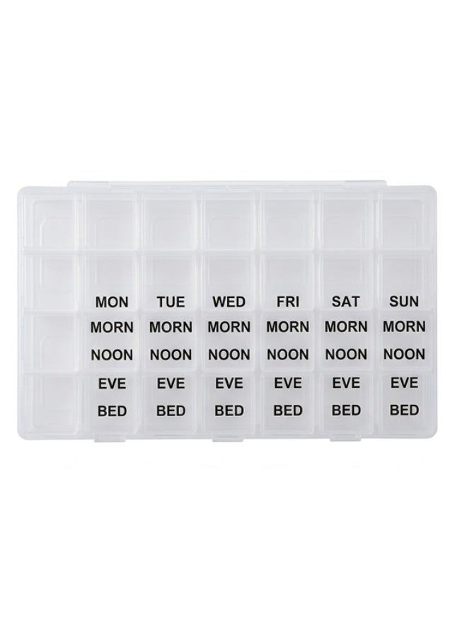 DAISO 7-Day Pill Case | Weekly Medication Organizer with 28 Compartments - Image 1