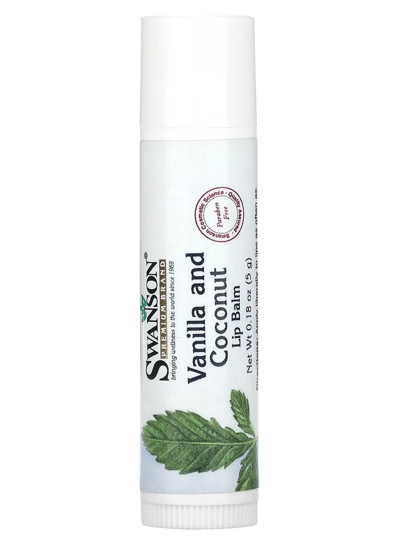 سوانسون، مرطب شفاه، فانيليا وجوز الهند، 0.18 أونصة (5 جم)