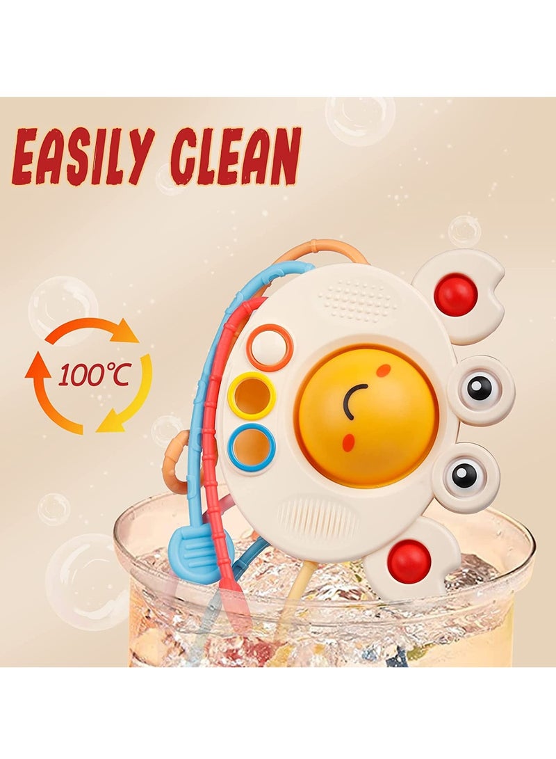 Pull String Activity Toy, Montessori Toys, Crab Sensory Toys for Toddlers, Safe Food Grade Silicone, Baby Toys Fine Motor Skills Gift, Silicone Toy Exercise Hand Fine Movements, for 1-3 Years Old - Image 3