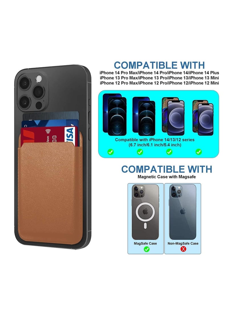 Magsafe Magnetic Finewoven Wallet Card Holder Compatible with Apple MagSafe Wallet for iPhone 14 Pro Max/14 Pro,Mag Safe Wallet for iPhone 13 Pro Max/13 Pro/13/Mini/iPhone 12 Series (Brown) - Image 3