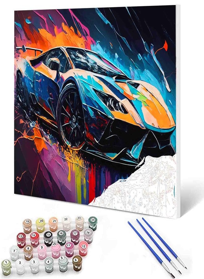 Aihonmin DIY Paint by Numbers,Racing Car,Colorful Canvas Oil Painting Kit for Kids&Adults,16X20 inch Drawing Paintwork Acrylic Pigment,for Car Lovers&Man/Boy's,Home Decor Painting Without Frame - Image 1