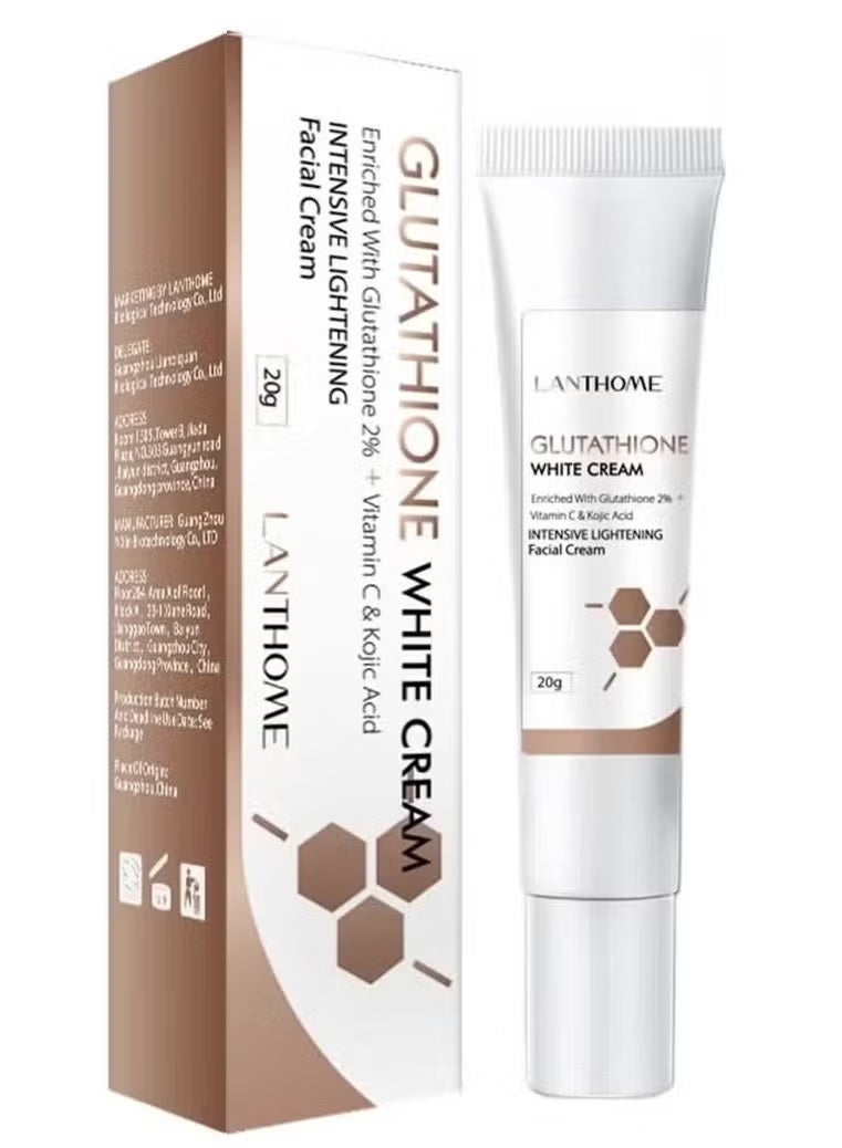 Lanthome Glutathione White Cream Facial Dark Spots Remover 2% Glutathione Face Cream Whitening Moisturizing Facial Cream Face Moisturizer Facial Skin Care Cream Intensive Lightening Facial Cream 20g - Image 1