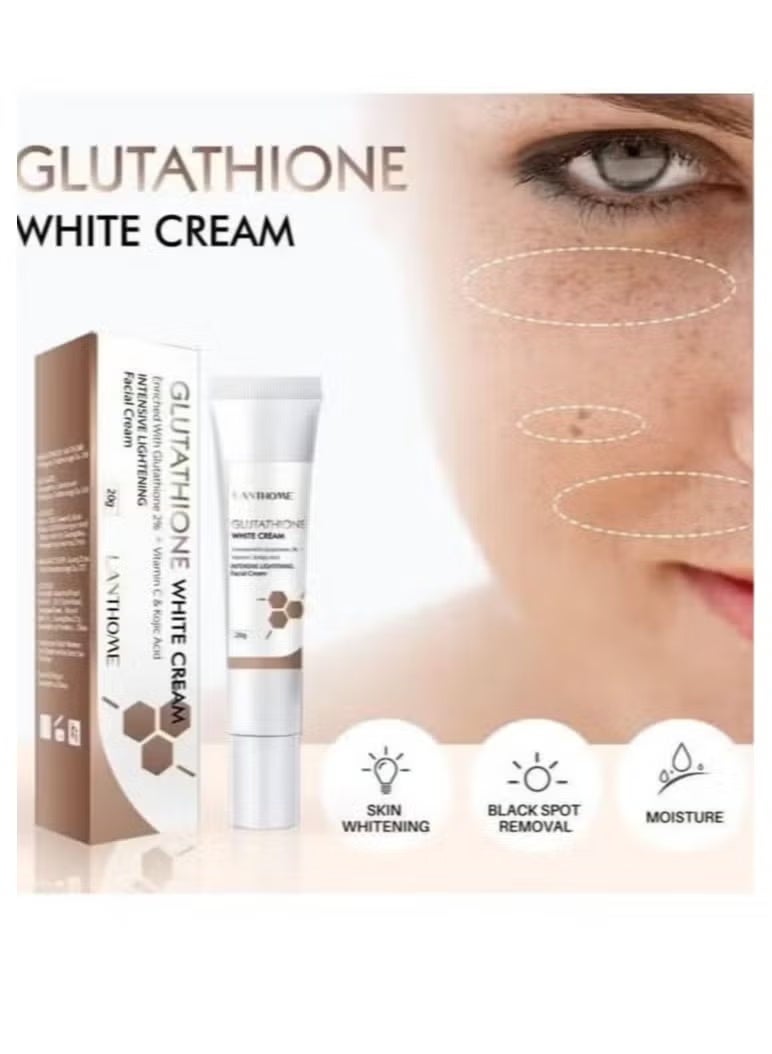 Lanthome Glutathione White Cream Facial Dark Spots Remover 2% Glutathione Face Cream Whitening Moisturizing Facial Cream Face Moisturizer Facial Skin Care Cream Intensive Lightening Facial Cream 20g - Image 2