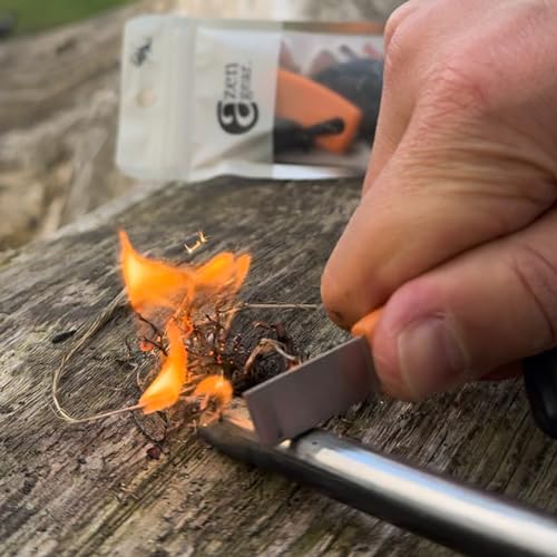 aZengear Camping Flint and Steel Fire Starter, 0.4x4in XXL Ferro Rod, HSS Striker, Paracord, Waterproof Outdoor Survival Kit - Image 4
