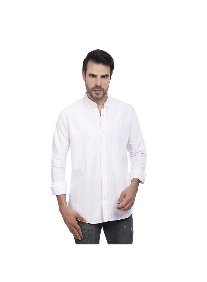 كوب قميص أوكسفورد مخطط بأكمام طويلة