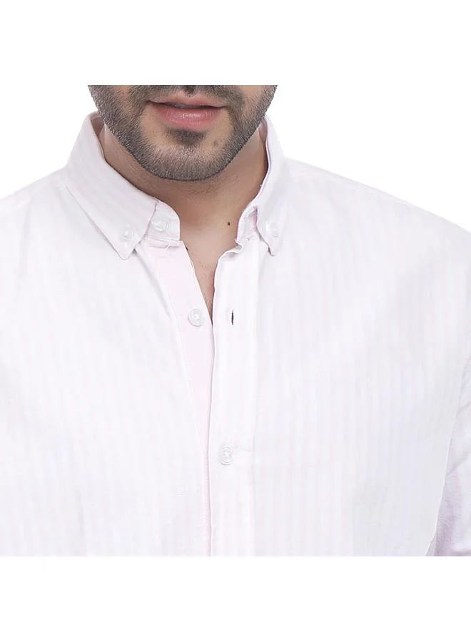 كوب قميص أوكسفورد مخطط بأكمام طويلة