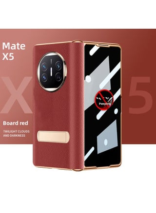 For Huawei MateX5 Electroplated Hinge Folding Screen X5 Phone Case Collection Edition Napa Pattern Film X3 Phone Case-Color:[Cricket Red-Electroplated Napa Hinge * With Anti-peep Film-Horizontal Bracket]]-Applicable Model:For Huawei Mate X3 Collection Edition - pzsku/ZBCA4C7639371A683CEE8Z/45/1746216352/4a7178d0-2e0a-4304-a366-868ed318069f