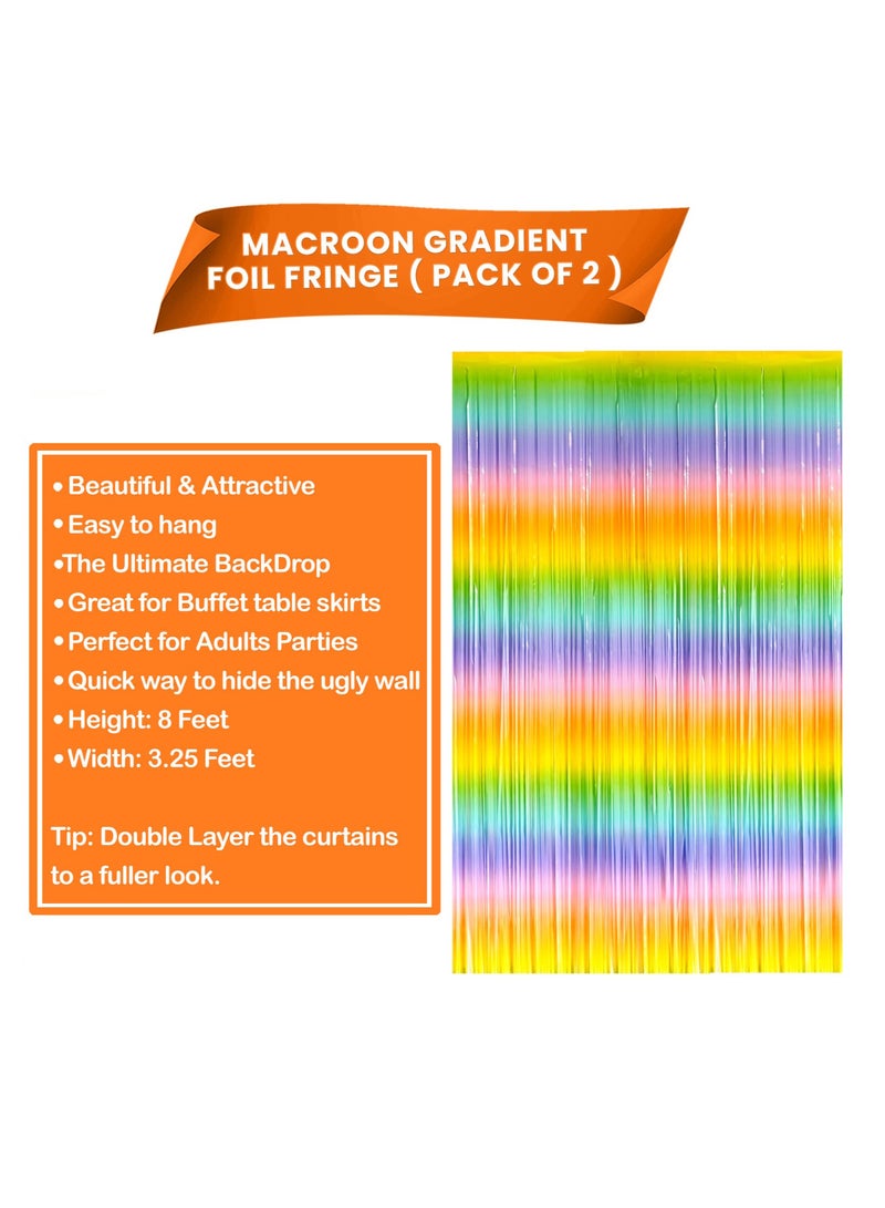 Colorful Rainbow Foil Fringe Curtains - 6.4x8 Feet, 2 Pack Metallic Backdrop for Birthday, Bachelorette, and Party Decorations - Image 3