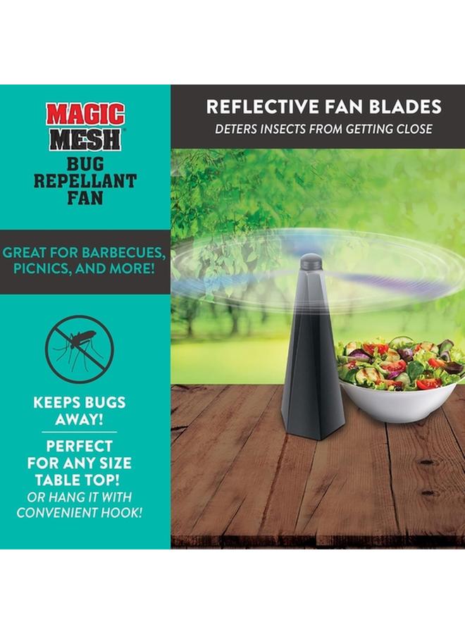 Magic Mesh Reflective Blades Quiet Motor Compact Bug Repellent Fan Black MM761006 - Image 3