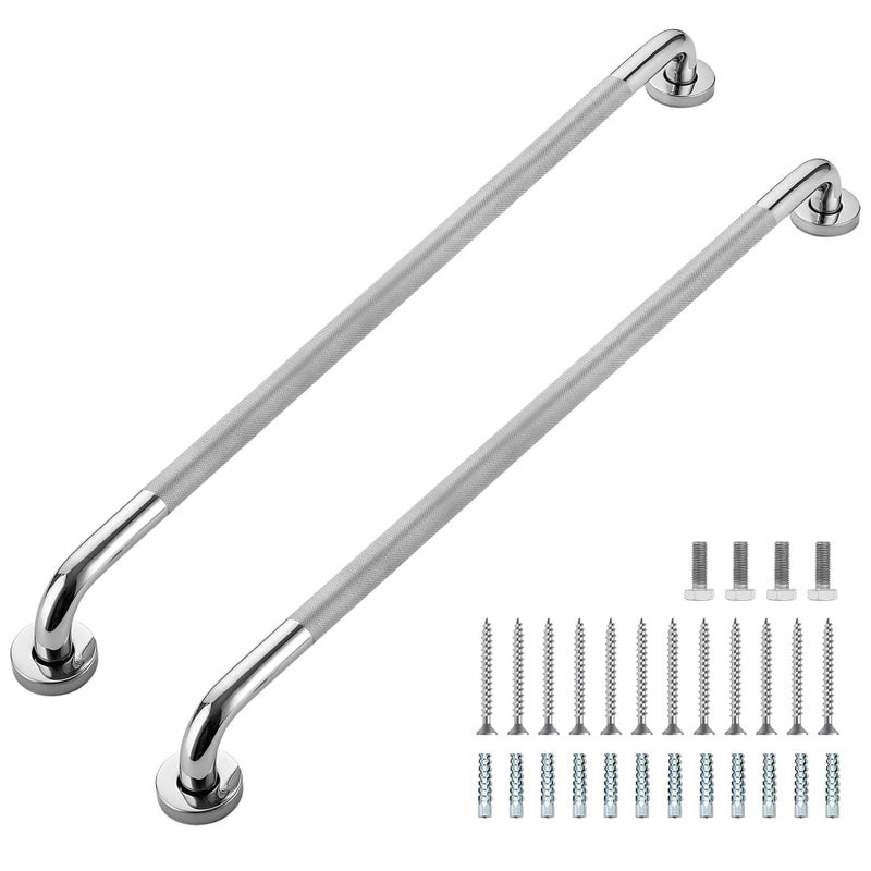 Ravinte Hardware Grab Bars for Shower 2 Pack 32Inch Anti Slip Shower Handles for Elderly Safety Shower Grab Bar Stainless Steel Handicap Grab Bars for Bathroom Polished Nickel 1 Diameter - Image 2