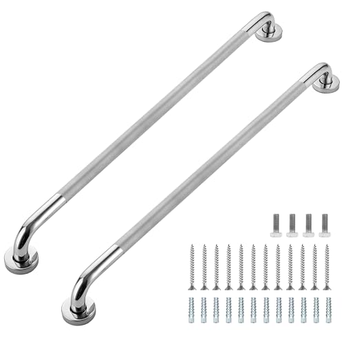 Ravinte Hardware Grab Bars for Shower 2 Pack 32Inch Anti Slip Shower Handles for Elderly Safety Shower Grab Bar Stainless Steel Handicap Grab Bars for Bathroom Polished Nickel 1 Diameter - Image 1