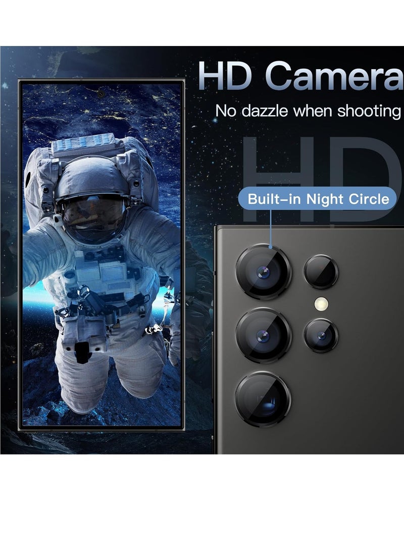 ELTRAZONE Camera Lens Protector for Samsung Galaxy S24 Ultra, 9H Tempered Glass Metal Individual Ring Cover, Easy Installation Tray, HD Clear, 1 Set (Black) - Image 4