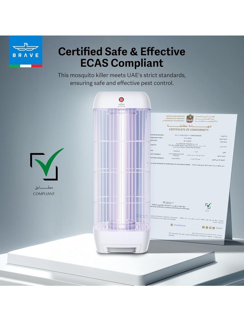 Brave Electric Insect Killer Bug Zapper 15W UV Lamp (1800V) | Powerful Mosquito Killer & Fly Trap | Silent Pest Control Light for Indoor & Outdoor Use | Home, Kitchen, Bedroom, Office, Garden, Patio & Restaurant | White - Image 2