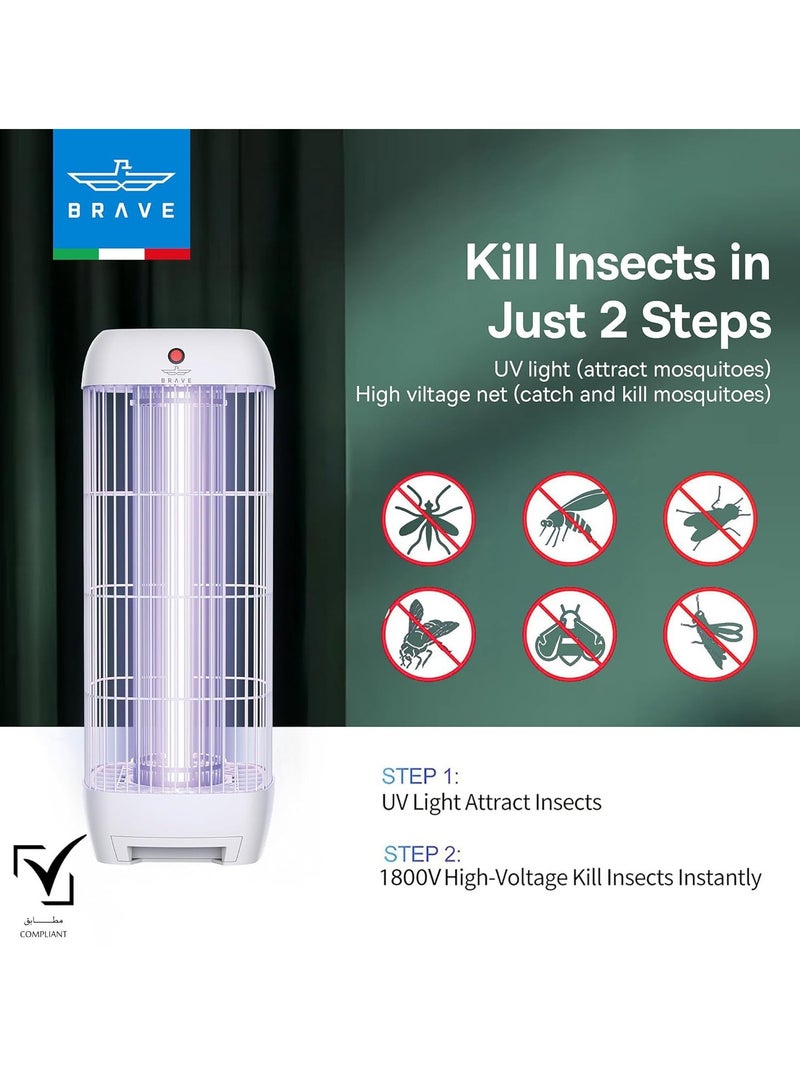 Brave Electric Insect Killer Bug Zapper 15W UV Lamp (1800V) | Powerful Mosquito Killer & Fly Trap | Silent Pest Control Light for Indoor & Outdoor Use | Home, Kitchen, Bedroom, Office, Garden, Patio & Restaurant | White - Image 4