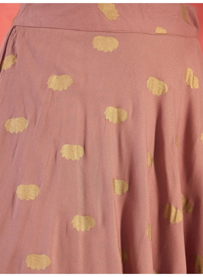 AKS Blush Pink Lehenga Choli With Gold Print And Silk Dupatta  - Image 4