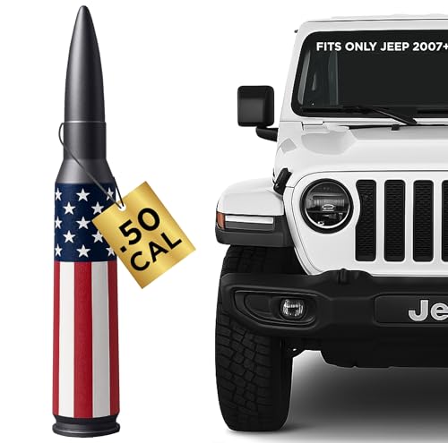 EcoAuto 50 Cal Badass Bullet Antenna Fits Jeep Wrangler JK JL from 2007 for Jeep Wrangler Gladiator Accessories Car Wash Safe Anti Thelf Design Ditch The Whip Upgrade Your Jeep - Image 1