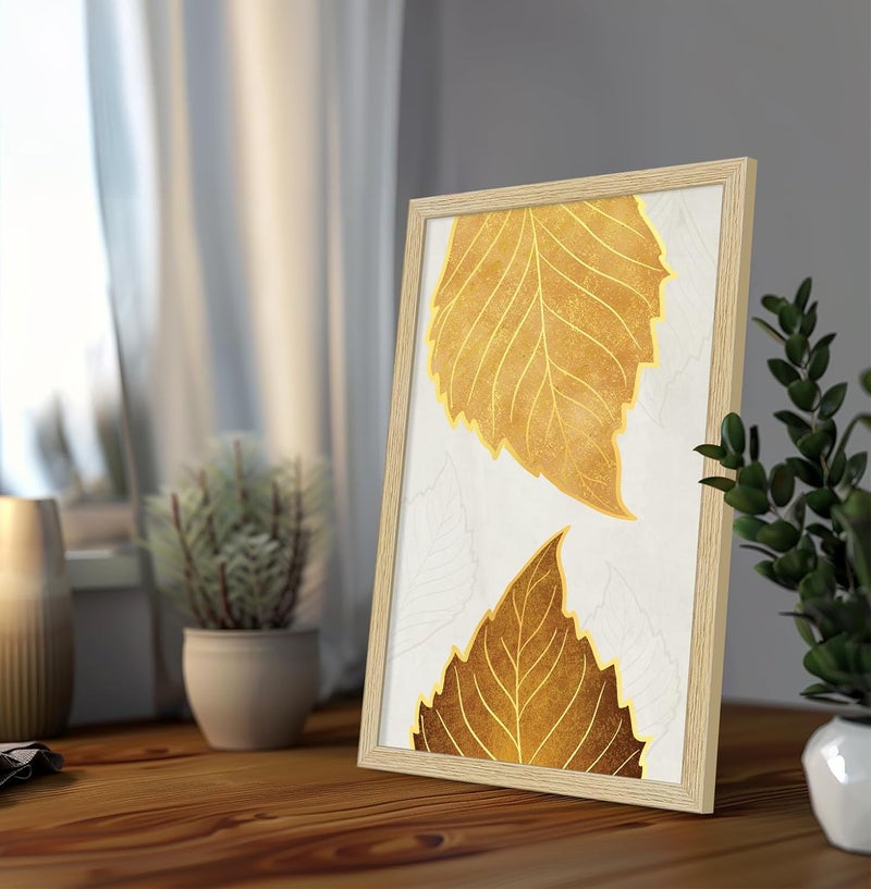 ArtX Paper Modern Art Wall Painting For Living RoomDrawing Room Decoration Big Size Leaves Framed Painting for Wall Decoration Mordern Wall Decor For BedroomMulticolor 360 x 180 inchesSet Of 3 - Image 4