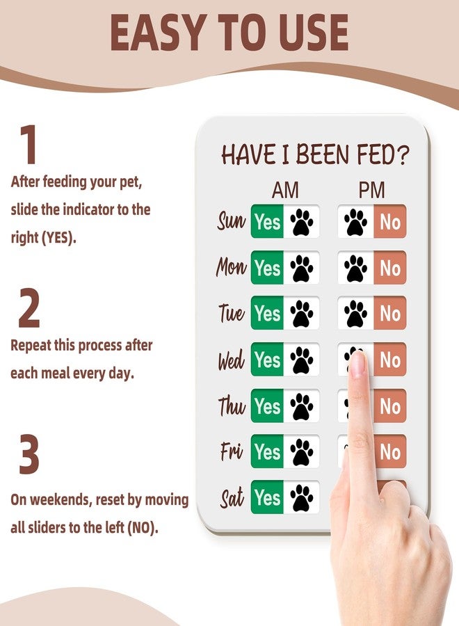 EliteSign Dog Feeding Reminder, Dog Fed Sign Tracker -Daily Am/Pm Chart Slider Sign for Pet Fed and Pill Reminder, Easy to Use On Fridge Or Wall with Adhesive and Magnet,Pet Supplies - Image 4