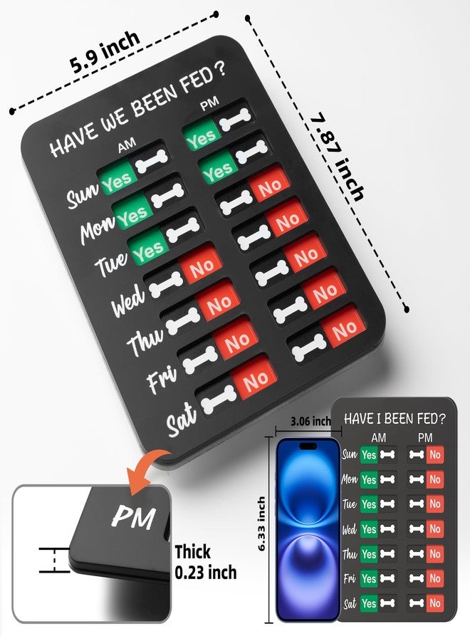 EliteSign Dog Feeding Reminder, Dog Fed Sign Tracker -Daily Am/Pm Chart Slider Sign for Pet Fed and Pill Reminder, Easy to Use On Fridge Or Wall with Adhesive and Magnet,Pet Supplies - Image 2