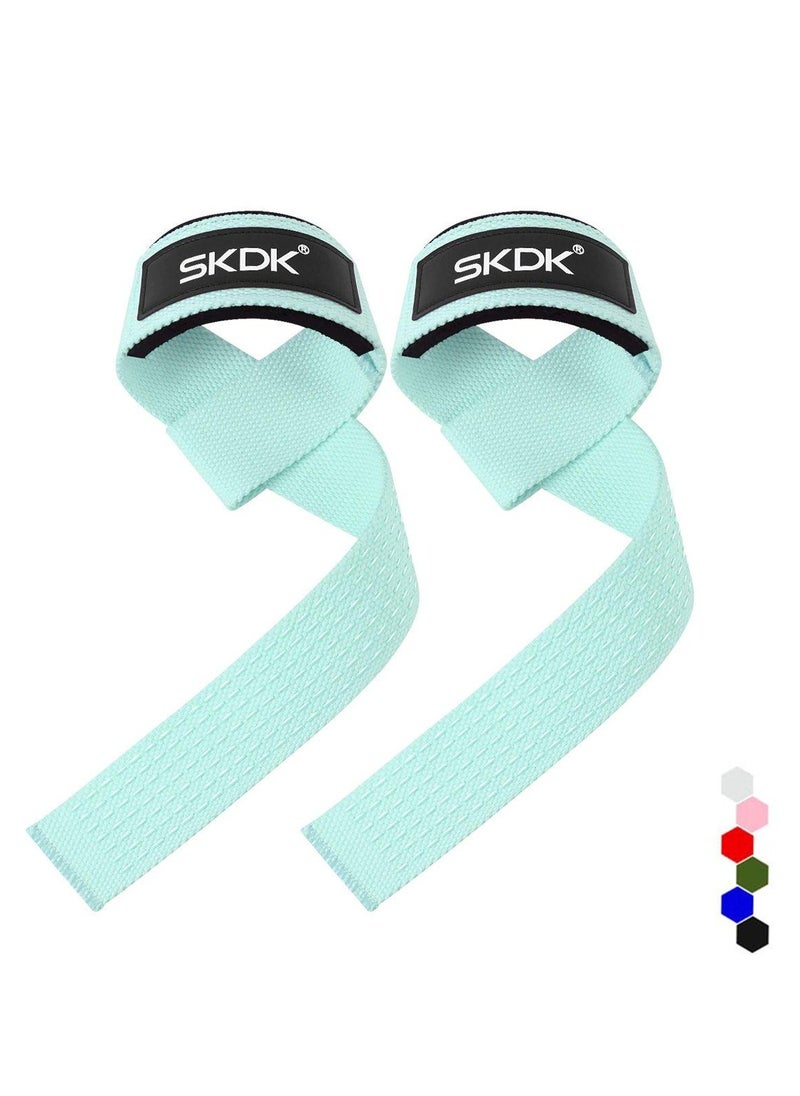 SKDK Cotton Hard Pull Wrist Lifting Straps Grips Band-Deadlift Straps with Neoprene Cushioned Wrist Padded and Anti-Skid Silicone - for Weightlifting, Bodybuilding, Xfit, Strength Training 