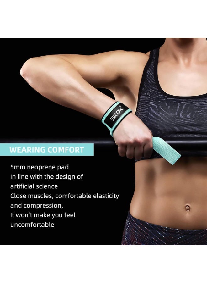 Cotton Hard Pull Wrist Lifting Straps Grips Band-Deadlift Straps with Neoprene Cushioned Wrist Padded and Anti-Skid Silicone - for Weightlifting, Bodybuilding, Xfit, Strength Training